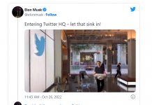 马斯克发布拿着“sink“在旧金山Twitter总部漫步的视频