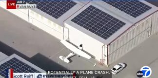 男子因涉嫌偷窃小型飞机并撞上范奈斯机场机库而被捕