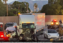 5号公路上发生涉及半挂卡车的严重车祸,至少1死、10人送医