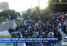 洛市警局被禁止在抗议活动中使用泡沫弹