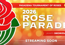 玫瑰花车游行花车上的标语呼吁加州总检察长邦塔调查伊顿山火事件