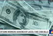 尔湾发现含有白色粉末的假100美元钞票并导致人们感到不适