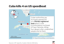古巴称击毙4名来自佛罗里达州的快艇乘客,这些乘客在古巴海岸附近先开枪射击