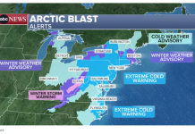 危险寒流席卷东海岸,1亿美国人严阵以待