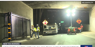 防止抗议者进入高速公路 洛市中心101号公路匝道安装金属闸门